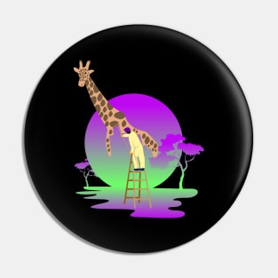 Colouring Giraffe T-shirt Design Pin