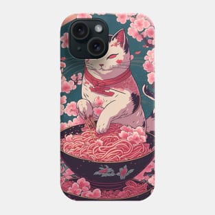 Japanese Cat in a Peach Blossom Garden Phone Case