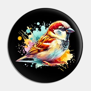 Watercolor House Sparrow Pin