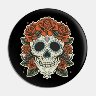 American Traditional Skull Tattoo Pin