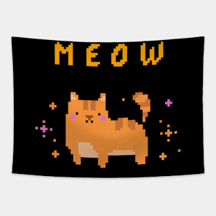 Retro 8-bit Cat Tapestry