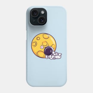 Cute Astronaut Laying Down With Moon Cartoon Phone Case