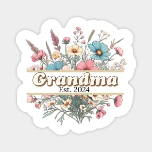 Grandma, Est 2024, floral design for new grandmas Magnet