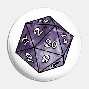 Amethyst D20 Dice Pin