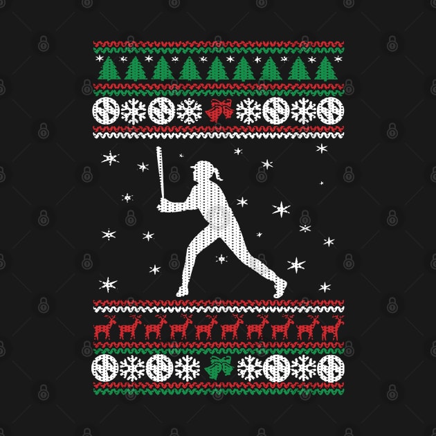 Softball Ugly Christmas Sweater Happy Holidays Season by BoongMie