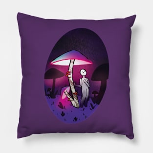 Glowing in the Rain Mushroom Pillow