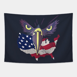 Strong Eagle Eyes Protecting USA Flag Patriots Memory Gift Tapestry