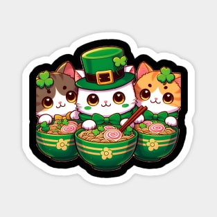 Irish Ramen Cats Cute Anime St Patrick's Day Women Girls Magnet