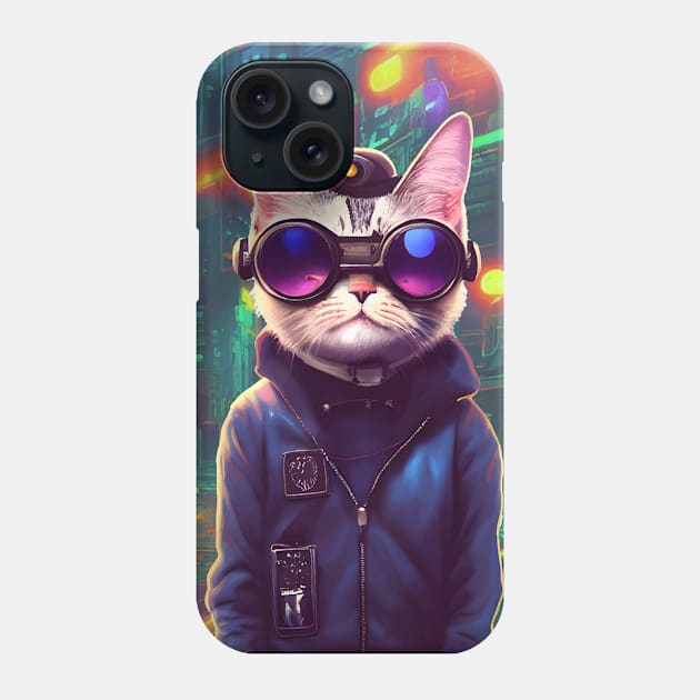 Cool Japanese Techno Cat In Japan Neon City Phone Case by star trek fanart and more