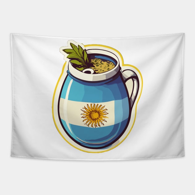 Yerba Mate Argentina Flag Tapestry by MonkaGraphics