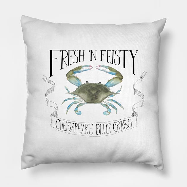 Fresh 'N Feisty Chesapeake Blue Crabs Pillow by WorksofGrace