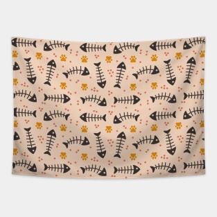 Fish Bone Light Pastel Pattern Tapestry