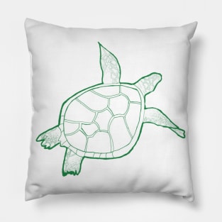 Dark green swimming turtle Pillow