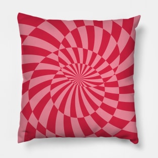 Red and pink Op art spiral mindf*ck Pillow