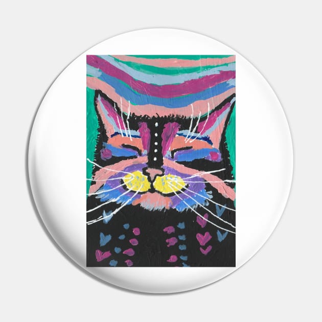 Happy cat abstract colorful Pin by SamsArtworks