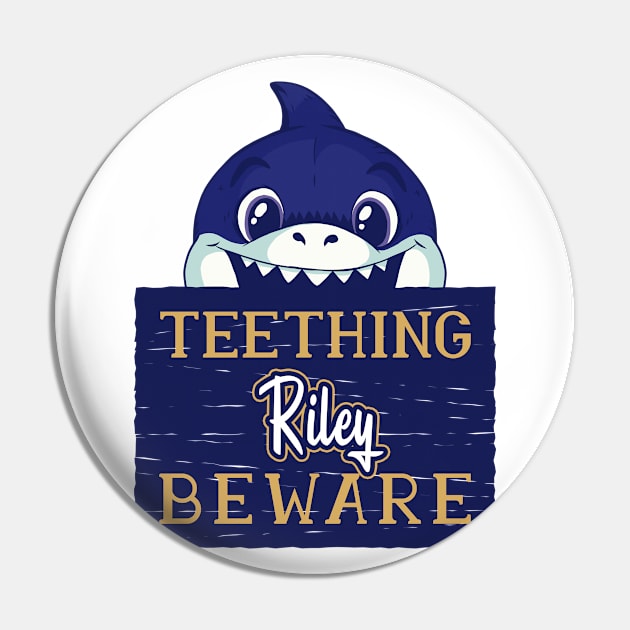 Riley - Funny Kids Shark - Personalized Gift Idea - Bambini Pin by Bambini