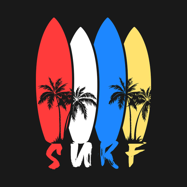 Colorful surfboards by Dominic Becker