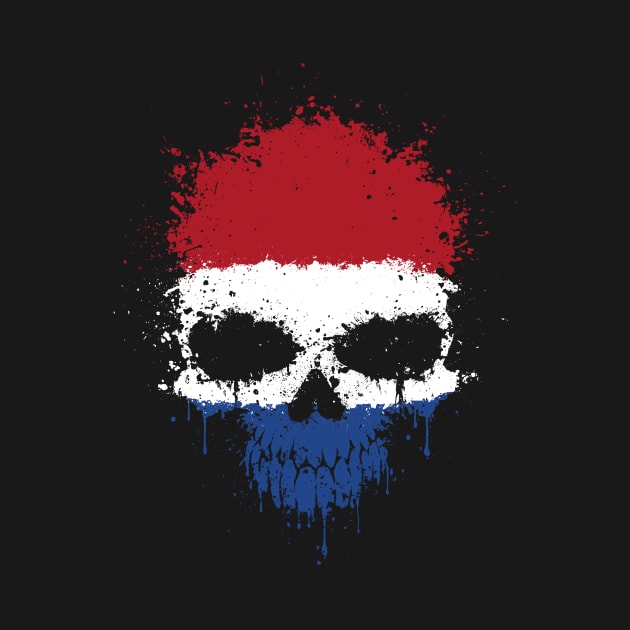 Chaotic Dutch Flag Splatter Skull by jeffbartels