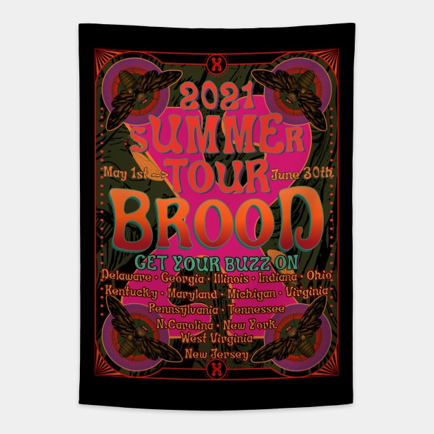 Brood X 2021 Summer Tour Tapestry by SunGraphicsLab