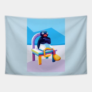 Angry Pingu Meme Pop Art Tapestry