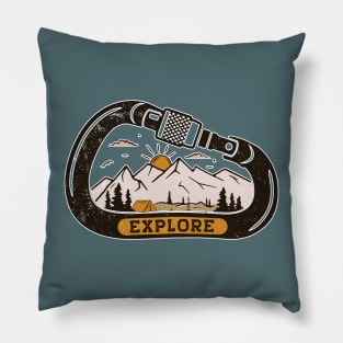 Explore // Vintage Mountain Landscape with Carabiner Pillow