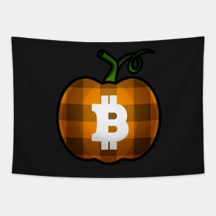 Bitcoin Plaid Pumpkin Tapestry