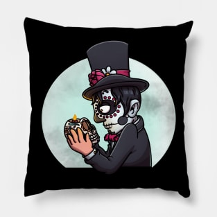 Mysterious Sugar Skull Man Pillow