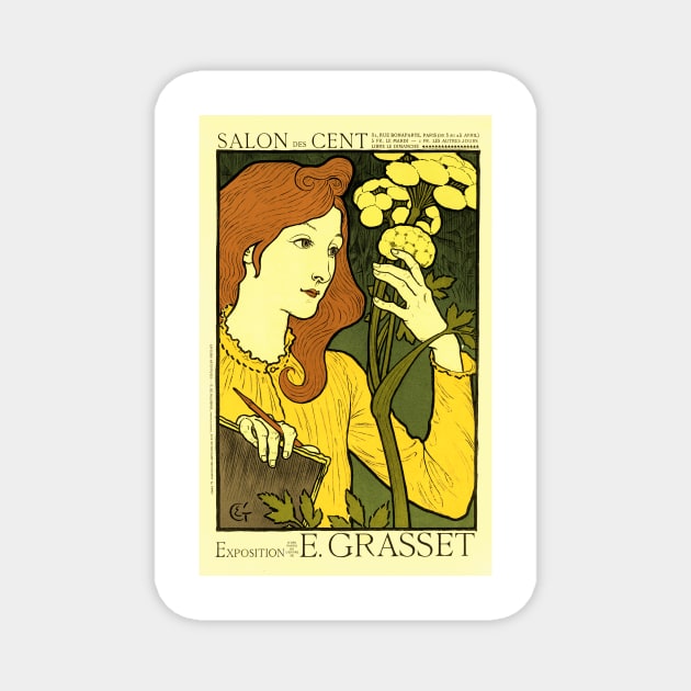 SALON DES CENT Poster by Eugene Grasset in 1894 for French Decorative Art Exposition Magnet by vintageposters