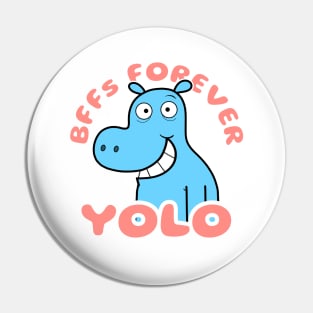 "YOLO! BFFs Forever" for Zoo Pals of the Ugly Zoo Comic Strip Pin