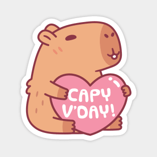 Cute Capybara Capy Vday Valentines Day Pun Magnet