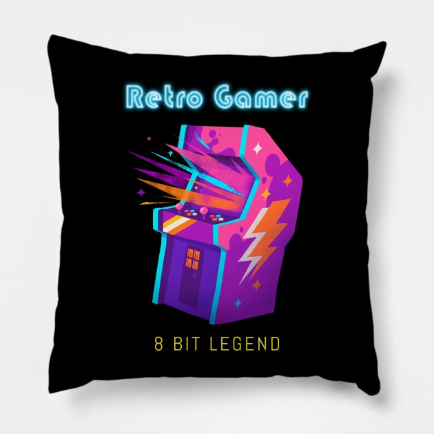 Retro Gamer Logo 3 Pillow by Batocera Nation