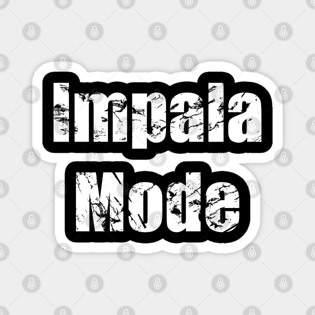 Distressed Impala Mode Text Magnet by Black Ice Design