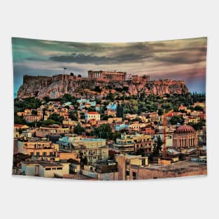 Greece. Athens. Acropolis in the evening. Tapestry