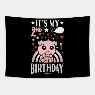 It's My 2nd Birthday Pig Tapestry