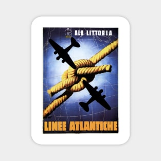 ALA LITTORIA Atlantic Lines Art Deco Vintage Italian Airline Travel Magnet