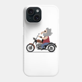 Old Rocker on a Motorcycle Phone Case