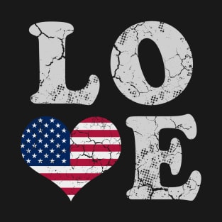 Love America USA  American Flag Heart Patriotic T-Shirt