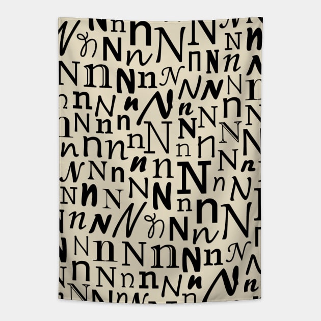 N - Typography (Black) Tapestry by gillianembers