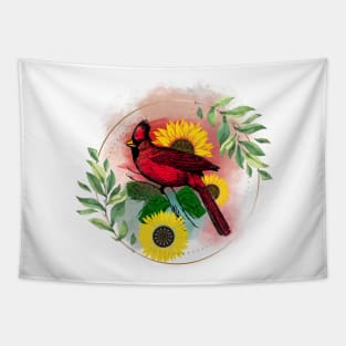 Sunflowers Cardinal Birds Tapestry