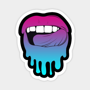 Vaporwave Dripping Lips Licking Teeth Magnet