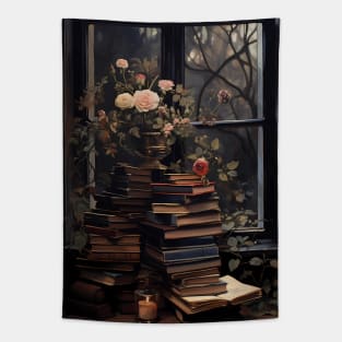 Vintage window library Tapestry