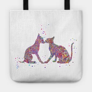 Cat and dog kissing Tote