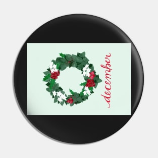 Holly and Narcissus for December Greeting Card Pin