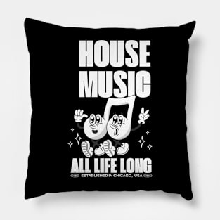 HOUSE MUSIC  - Happy notes (whites) Pillow