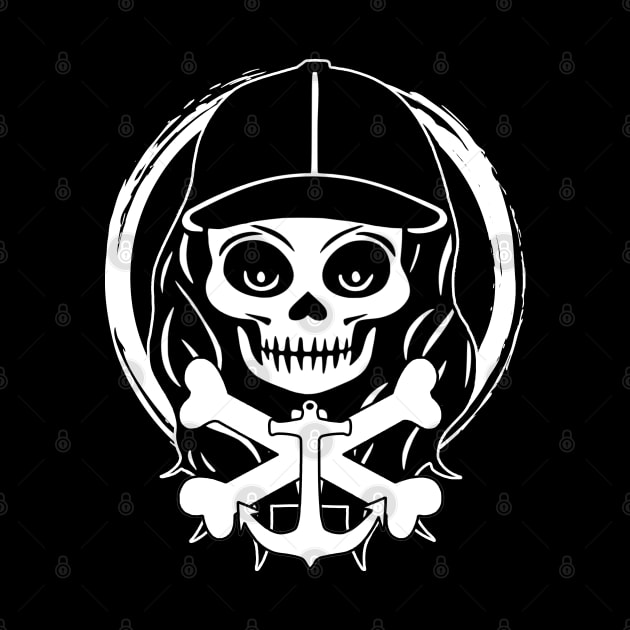 Deckhand Skull and Anchor White Logo by Nuletto