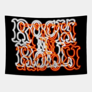 Glowing Neon Heaven vs Hell RocK n RolL Anagram Tapestry