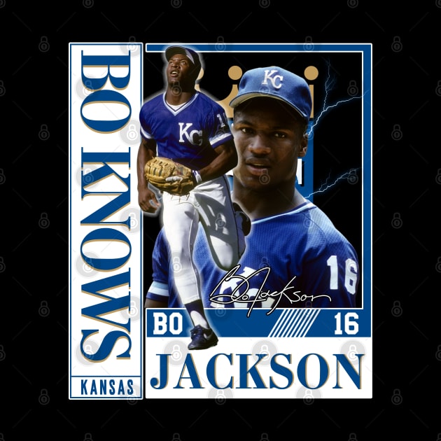 Bo Jackson Bo Knows Signature Vintage Legend Baseball Football Bootleg Rap Graphic Style by Koch Sean