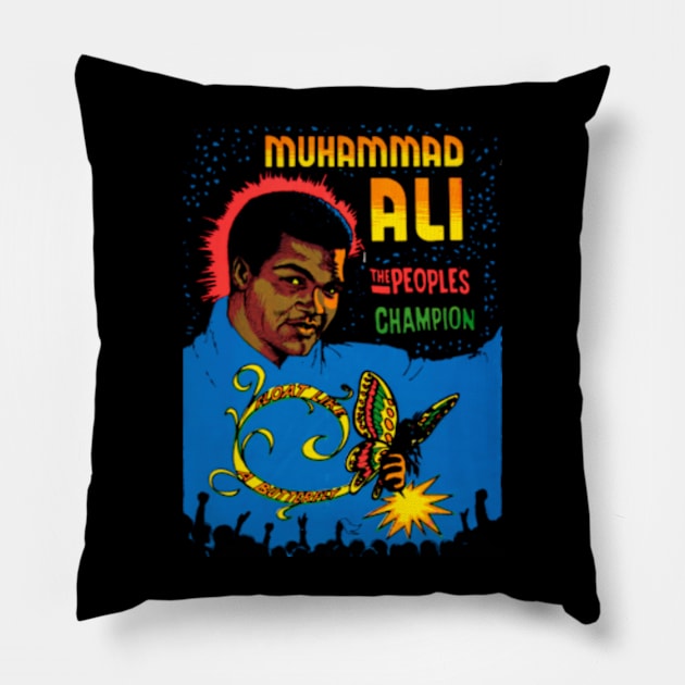 Rare Vintage poster of Ali circa 1974 Pillow by Artizan