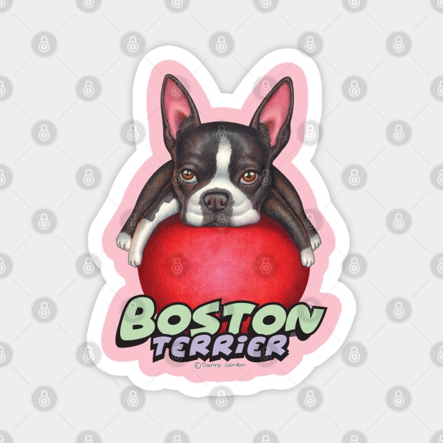 cute funny fur baby Boston Terrier tired mom and dad gift Magnet by Danny Gordon Art