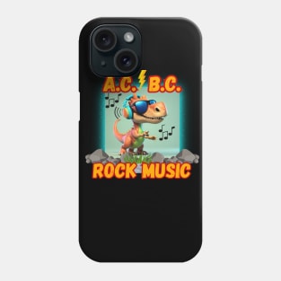 Funny dinosaur jammin to AC/BC rock music Phone Case